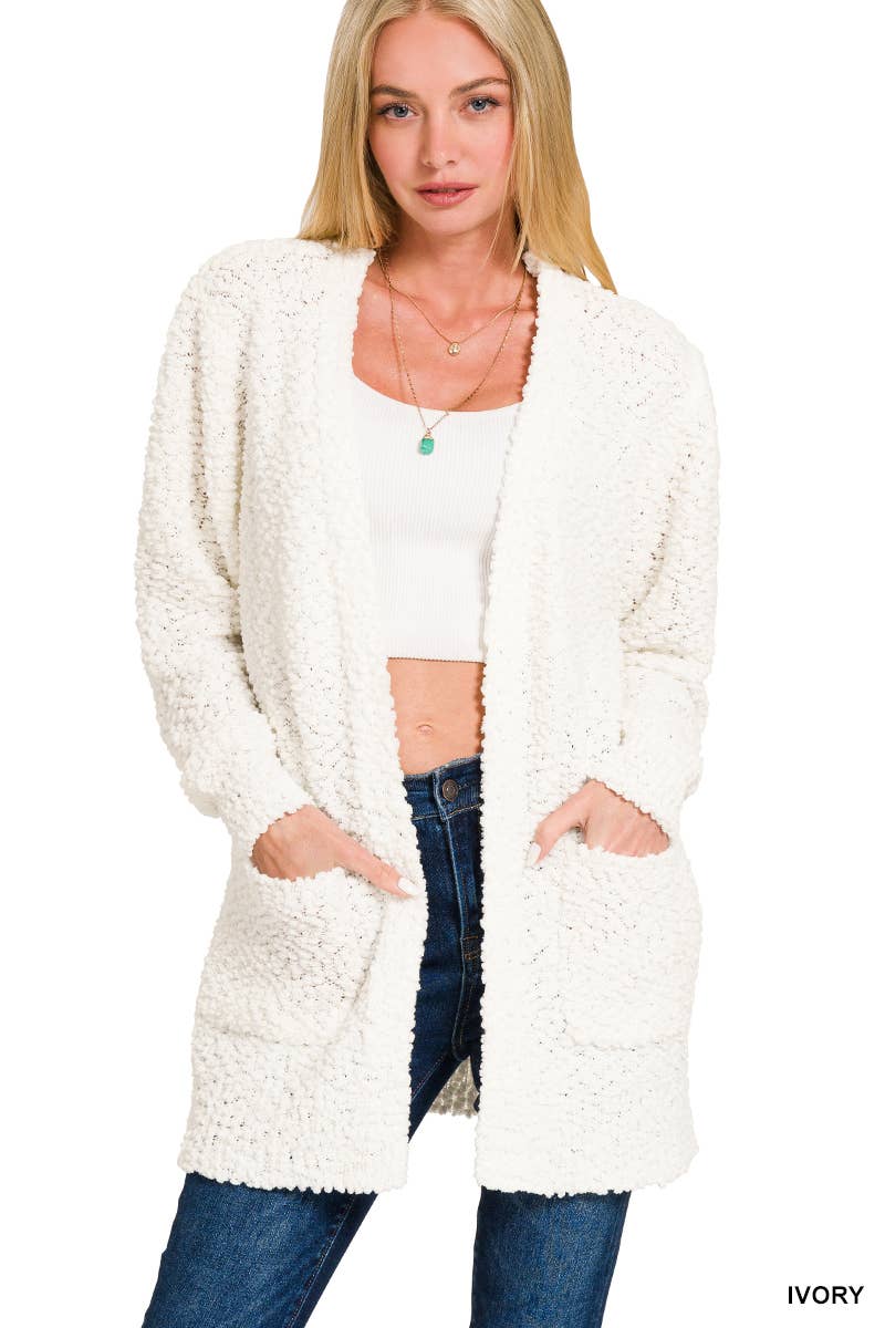 Marlin Blue Popcorn Cardigan