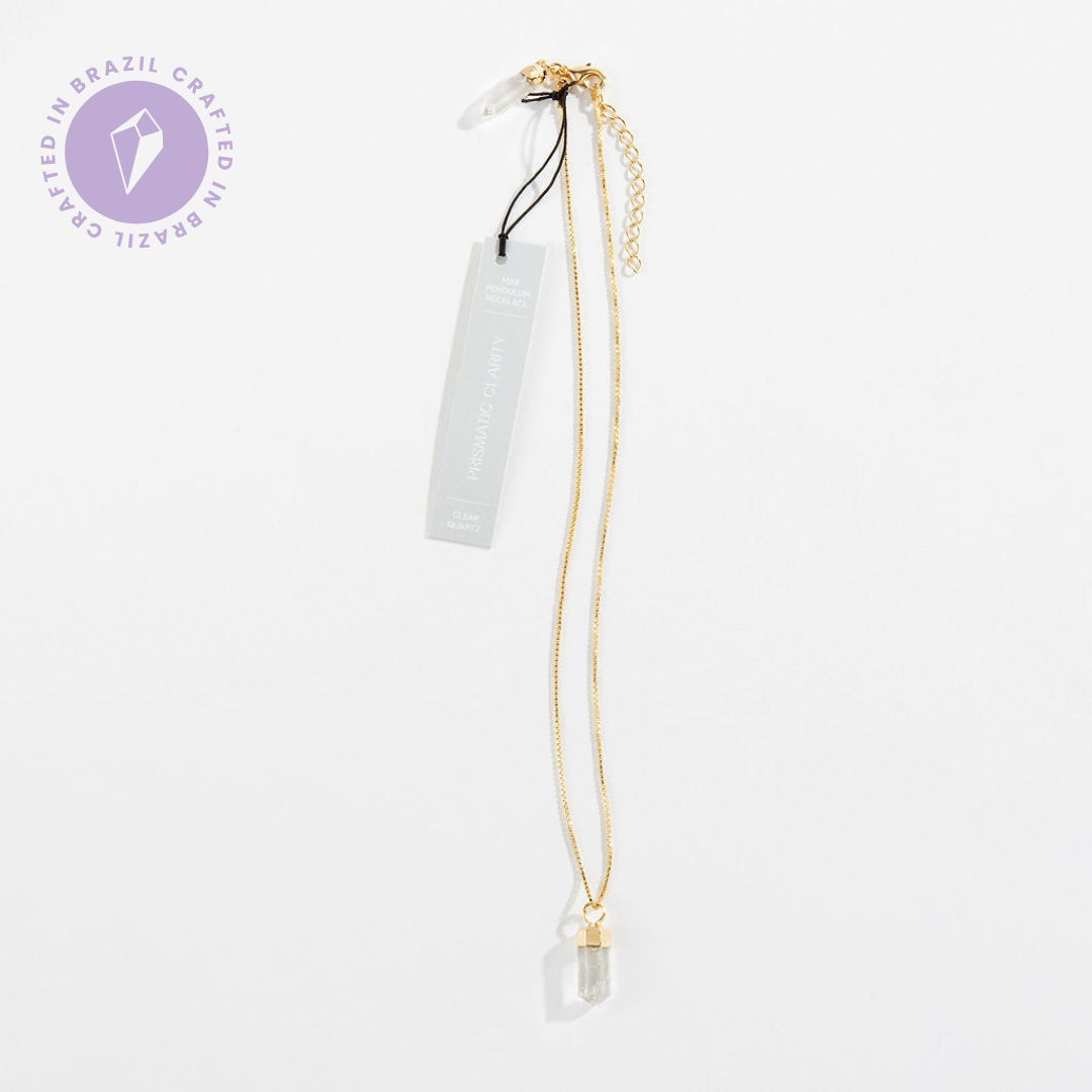 Mini Crystal Pendulum Necklace: Clear Quartz