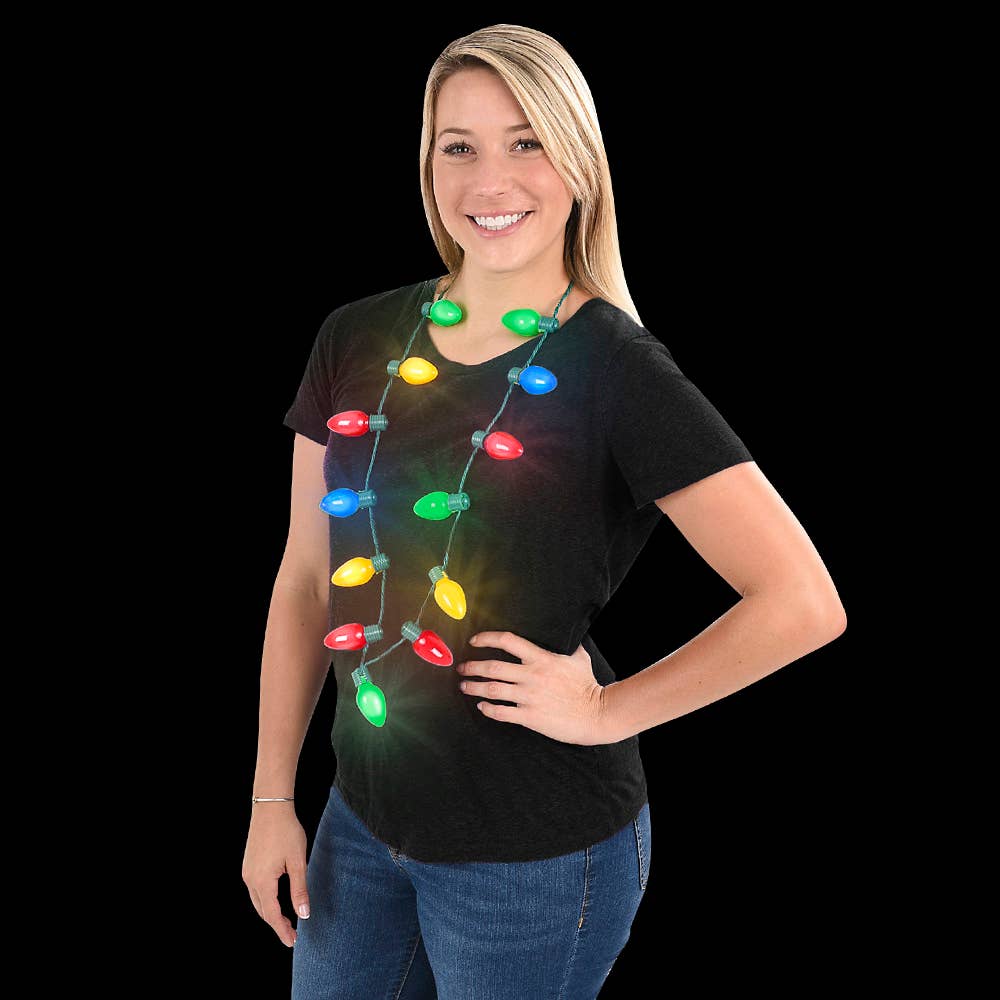 LIGHT-UP CHRISTMAS BULB NECKLACE 25"