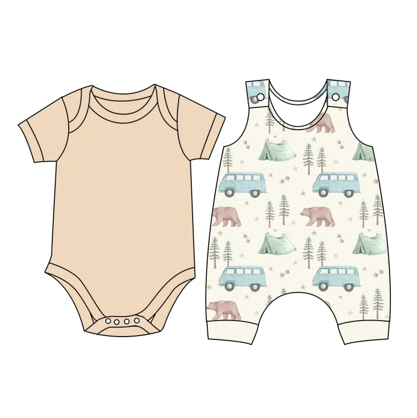 Little Explorer Milk Silk Overall Set: 6-12m