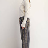 MINERAL WASHED LEOPARD PANEL DRAWSTRING PANTS: DUSTY LEOPARD - Candle Queen Candles
