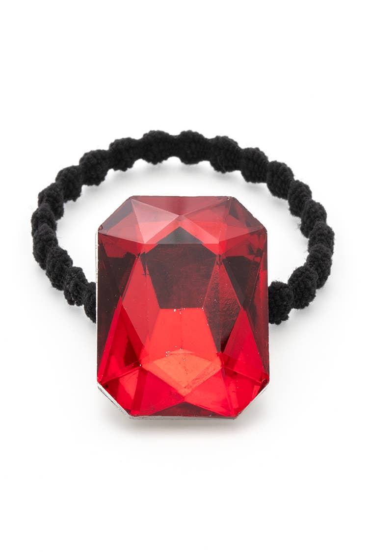 Crystal Stone Holiday Hair Tie: Clear