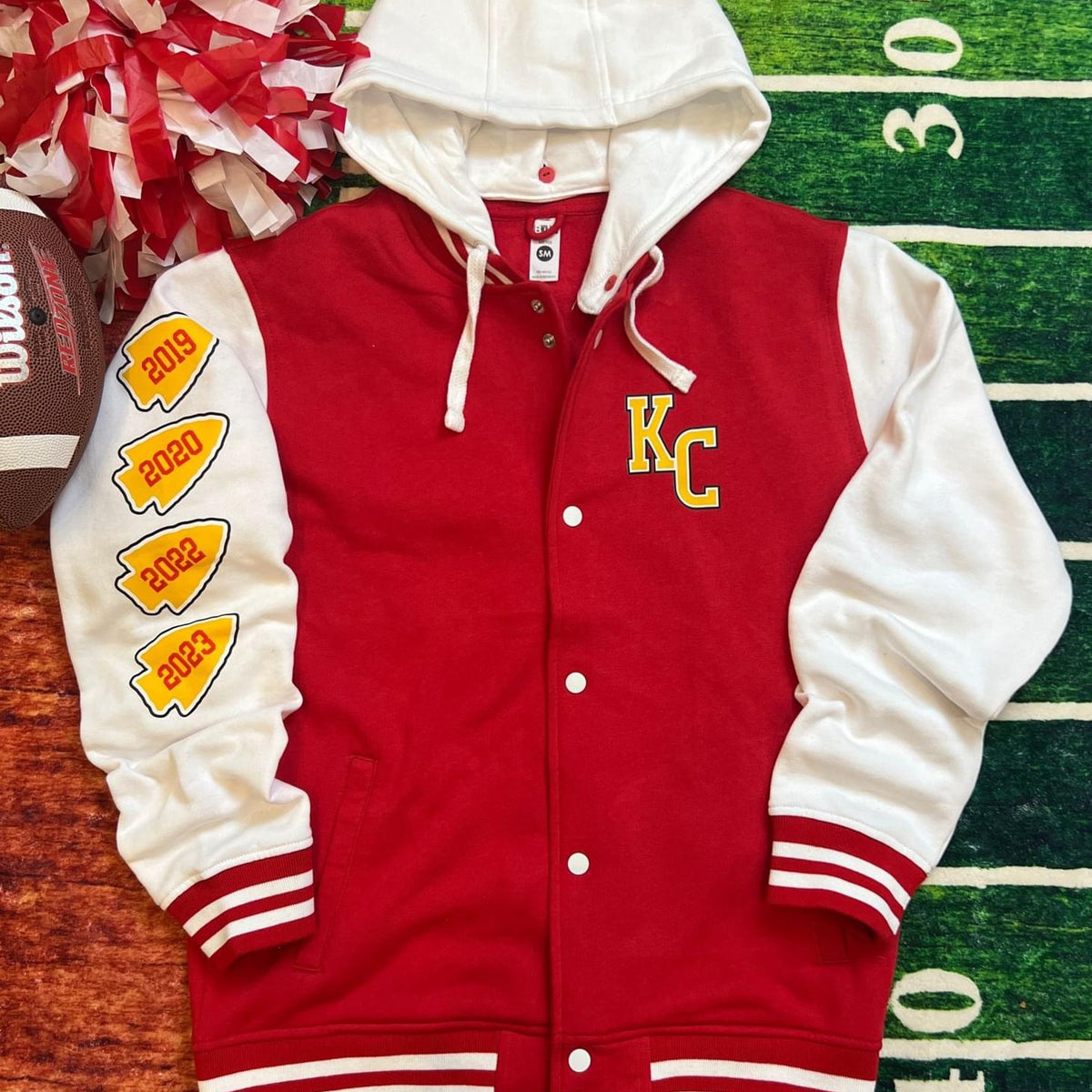 KC Letterman Jacket RUNS BIG! Go DOWN a Size!!!  in RED or Black.