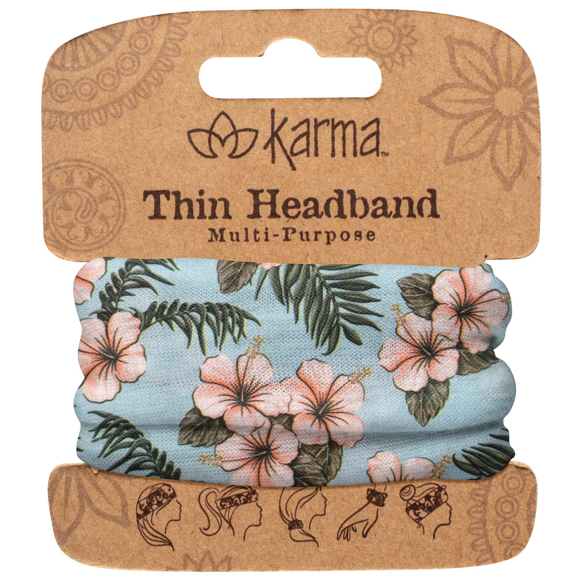 Thin Headband: Peach Split Floral