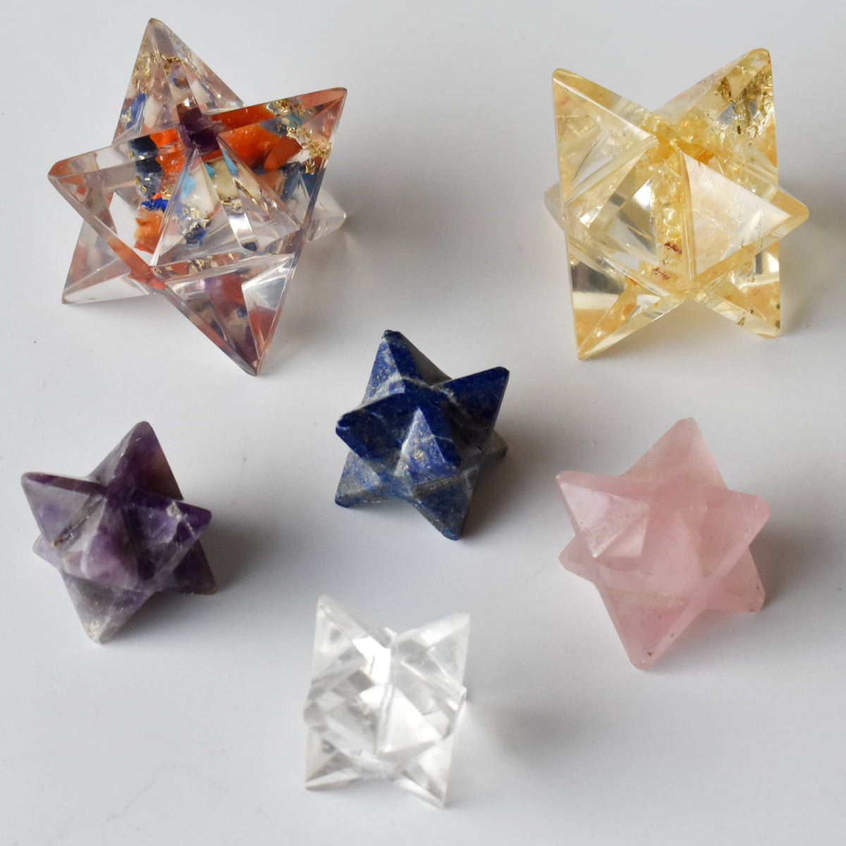 Crystal Merkaba Stars, Crystal Grid, Energy Healing Sacred: Crystal Quartz / Solid Gemstone