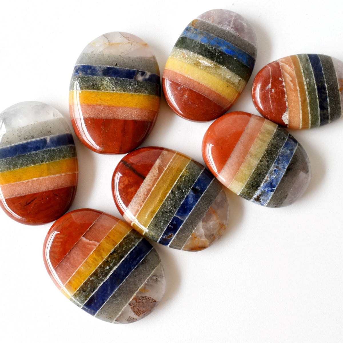 Bonded Chakra Worry Stones, Pocket Crystal, Thumb Stones