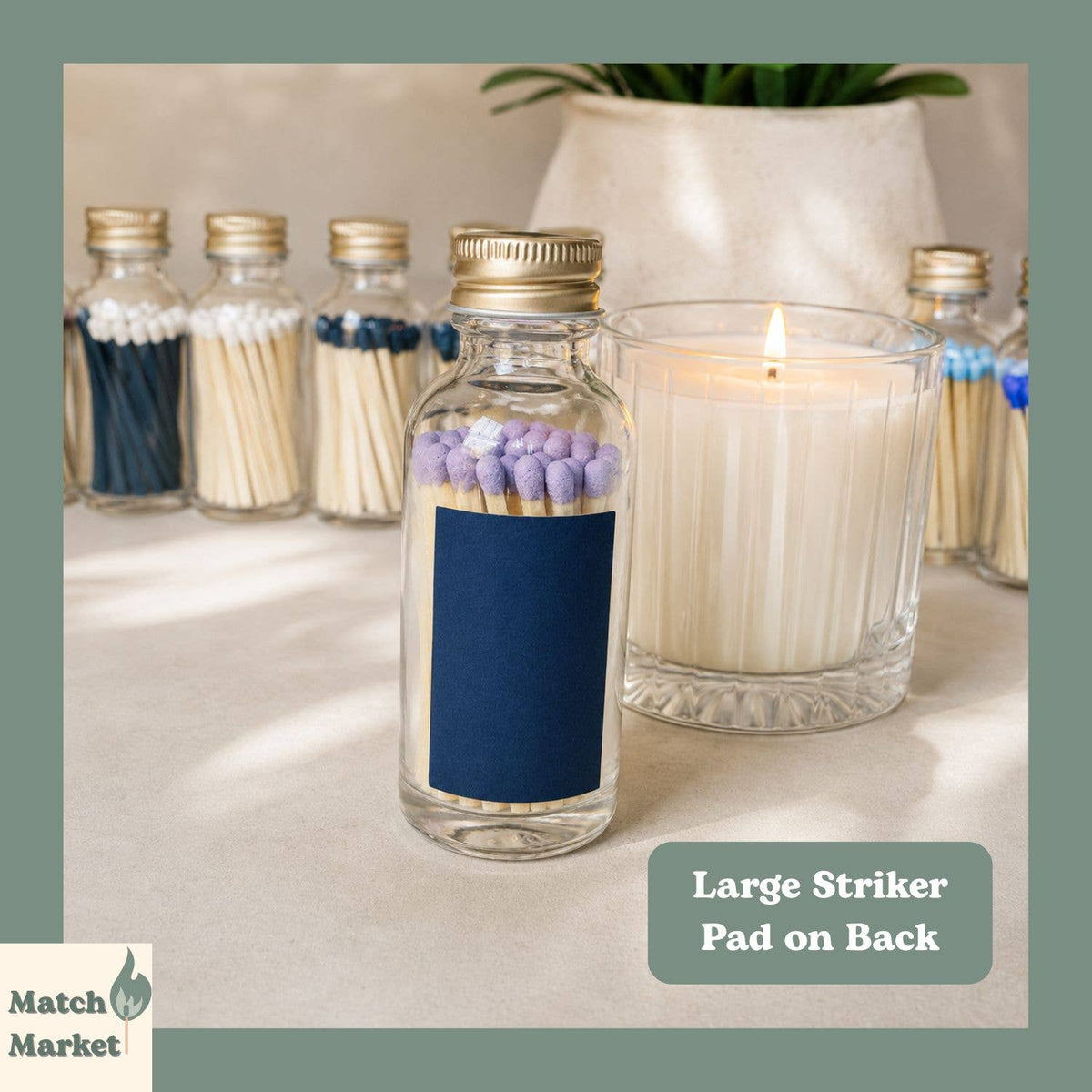 Christmas / Holidays Match Bottles w 50 2" Matches & striker: Happy Holidays / Candy Cane