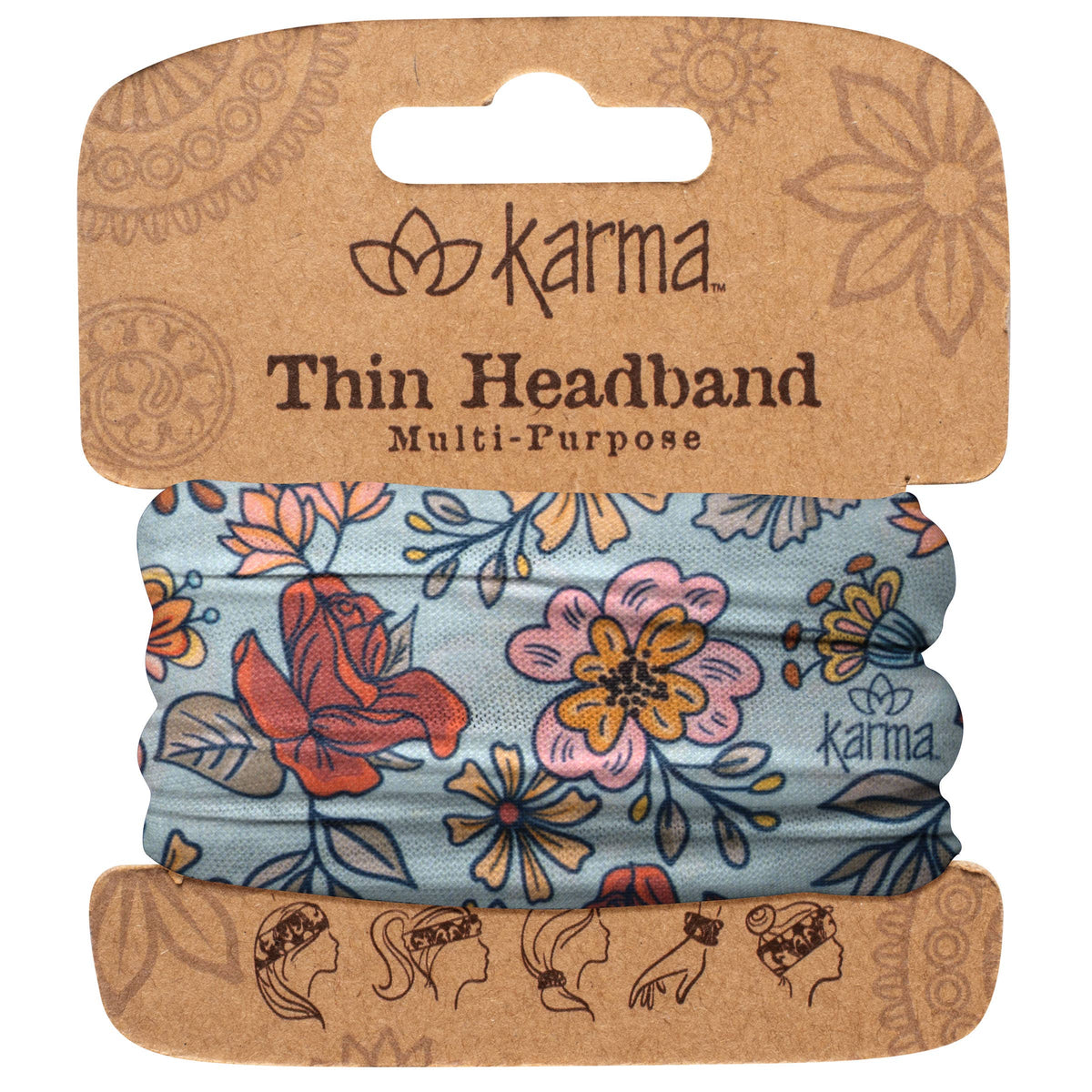 Thin Headband: Peach Split Floral