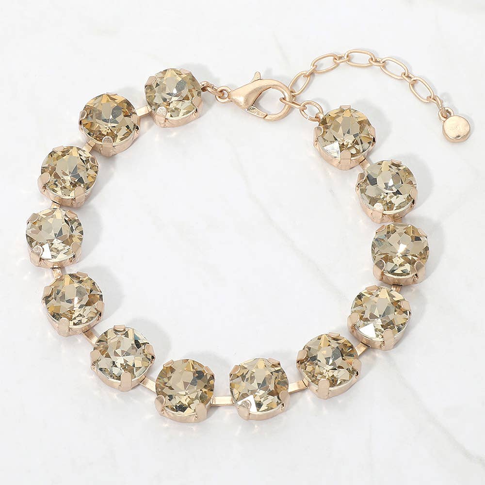 Round Stone Cluster Link Bracelet: Aqua,Pink