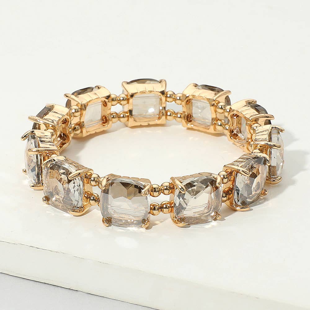 Cushion Square Stone Stretch Evening Bracelet: Vitrail Medium