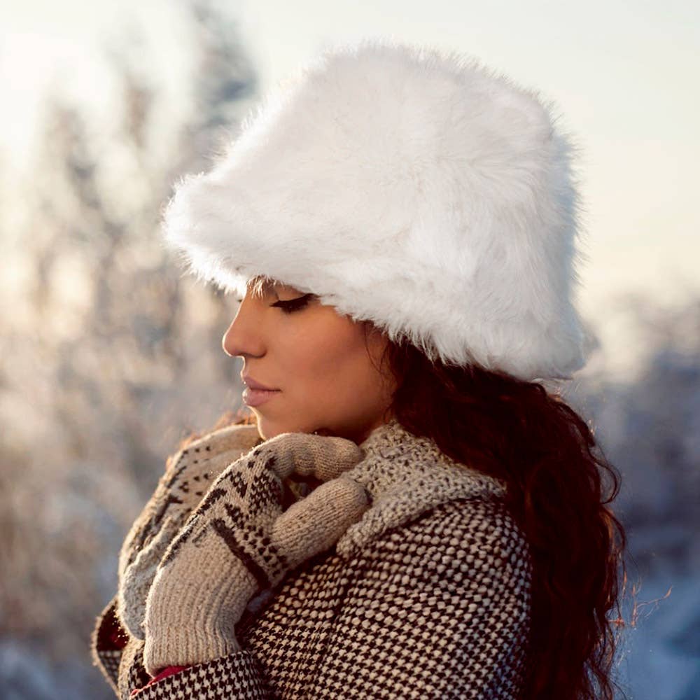 Fuzzy pink Faux Fur Bucket Hat