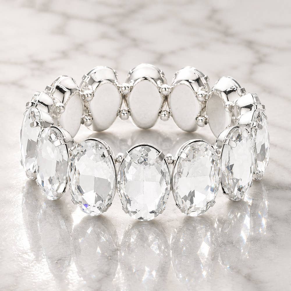 Oval Stone Stretch Evening Bracelet: Multi