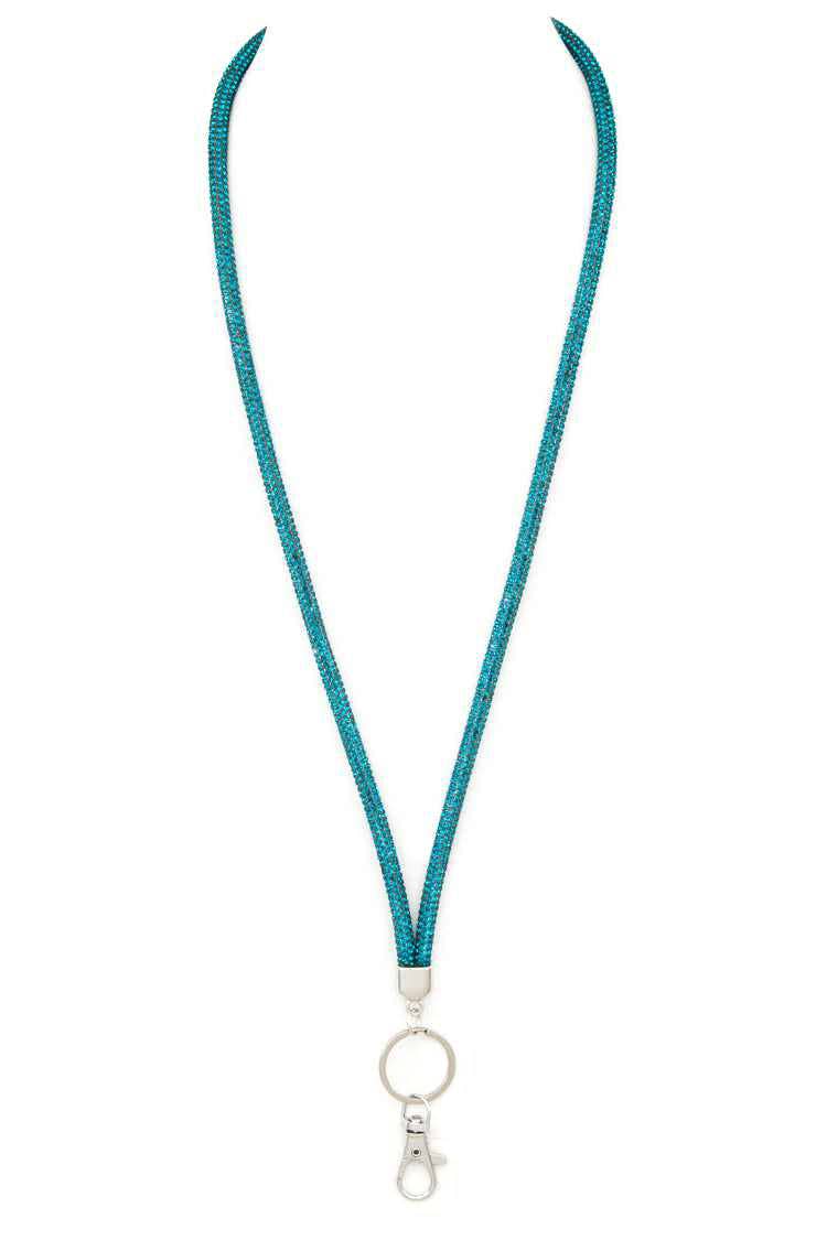Rhinestone Sparkle Landyard: Teal
