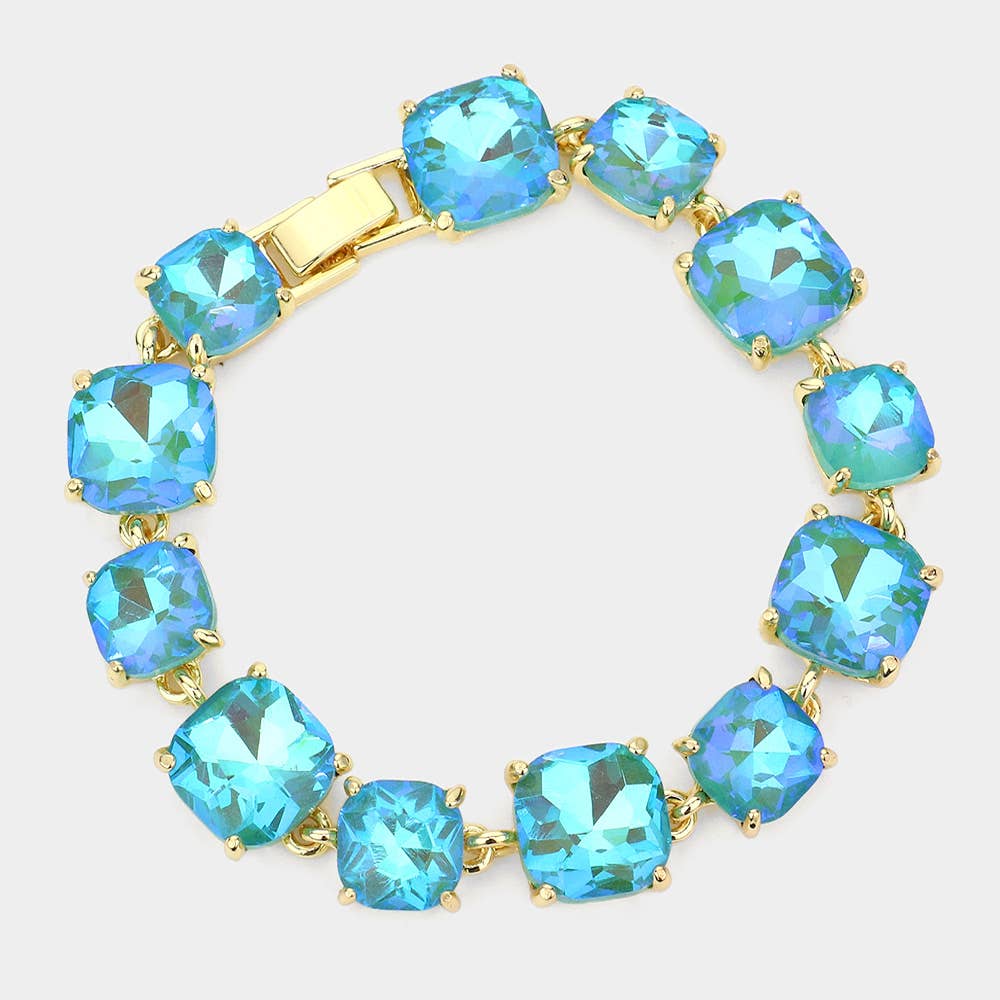 Cushion Square Stone Link Evening Bracelet: Vitrail Medium