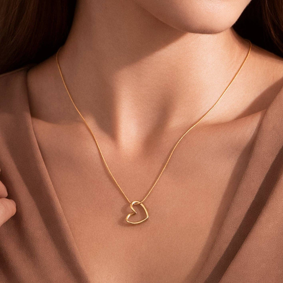 18K Gold Plated Waterproof Stainless Steel Heart Necklace