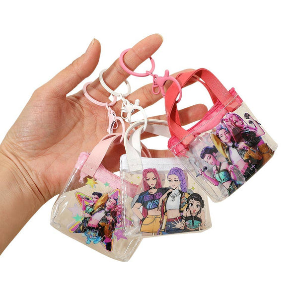 Kpop Demon Hunters HUNTRIX Transparent Mini Tote Keychain Bag Charm