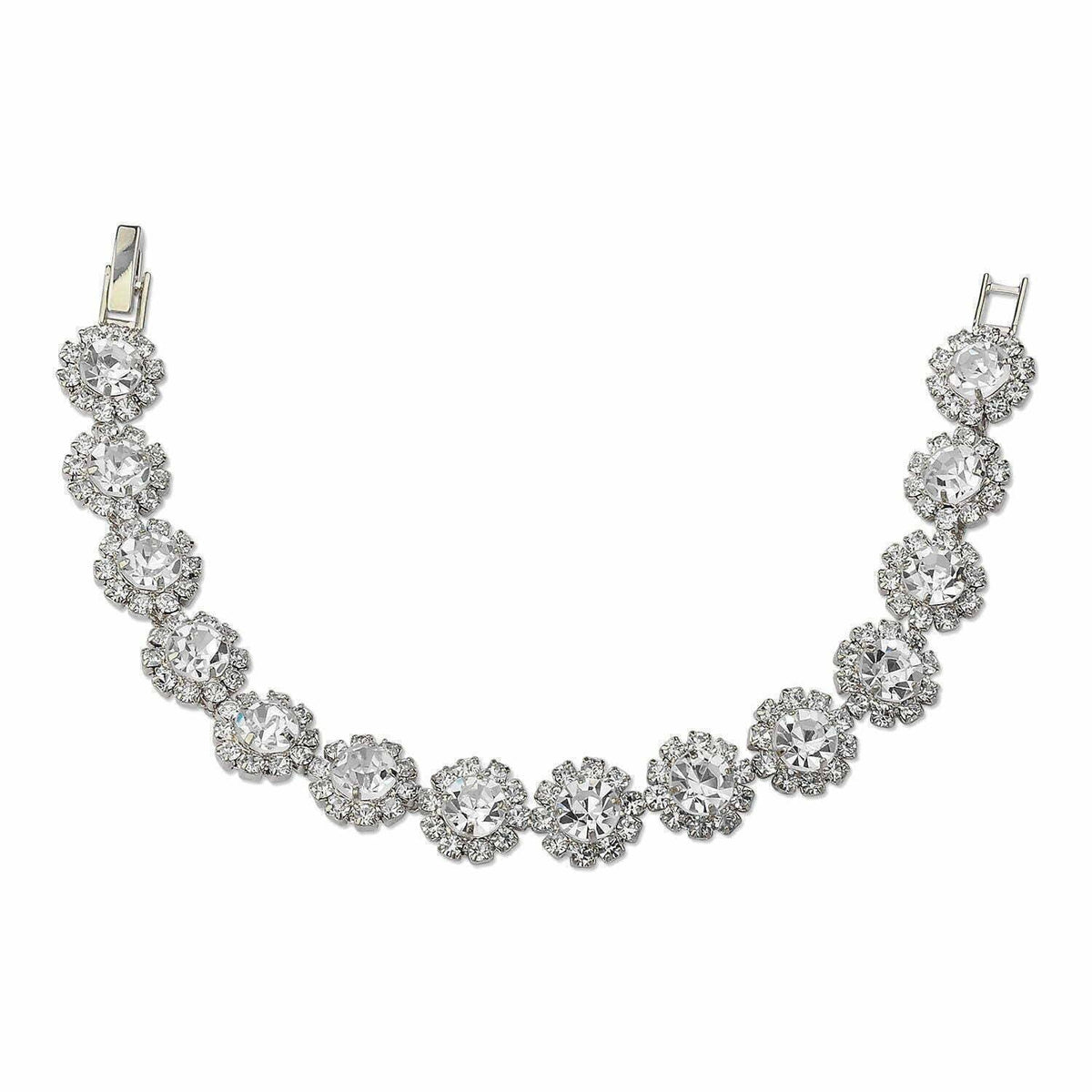 Sunflower Theme Rhinestone Link Bracelet: Rose Gold-Clear
