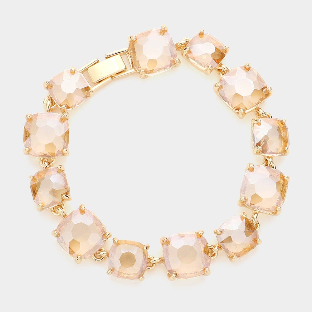 Cushion Square Stone Link Evening Bracelet: Vitrail Medium