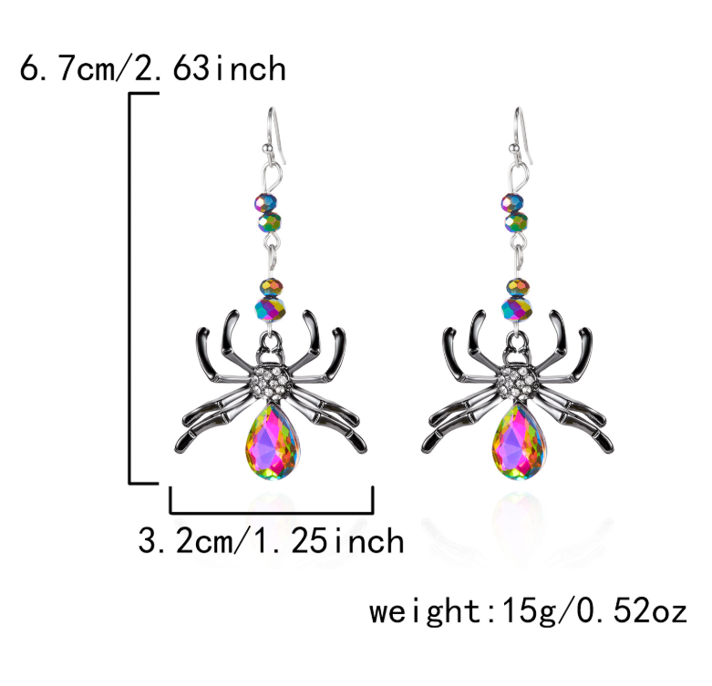 Halloween Funny Spider Women's Earrings: Colorful spider