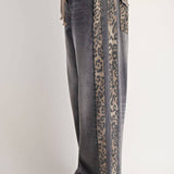 MINERAL WASHED LEOPARD PANEL DRAWSTRING PANTS: DUSTY LEOPARD - Candle Queen Candles