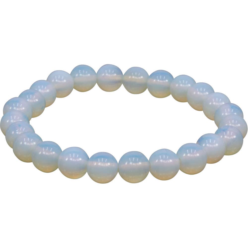 Elastic Bracelet 8mm Round Beads - Opalite - Candle Queen Candles