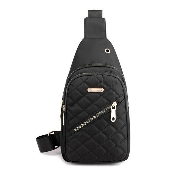 Quilted Multi-pocket Crossbody Sling Bag: BLACK / 1 (ONE SIZE)