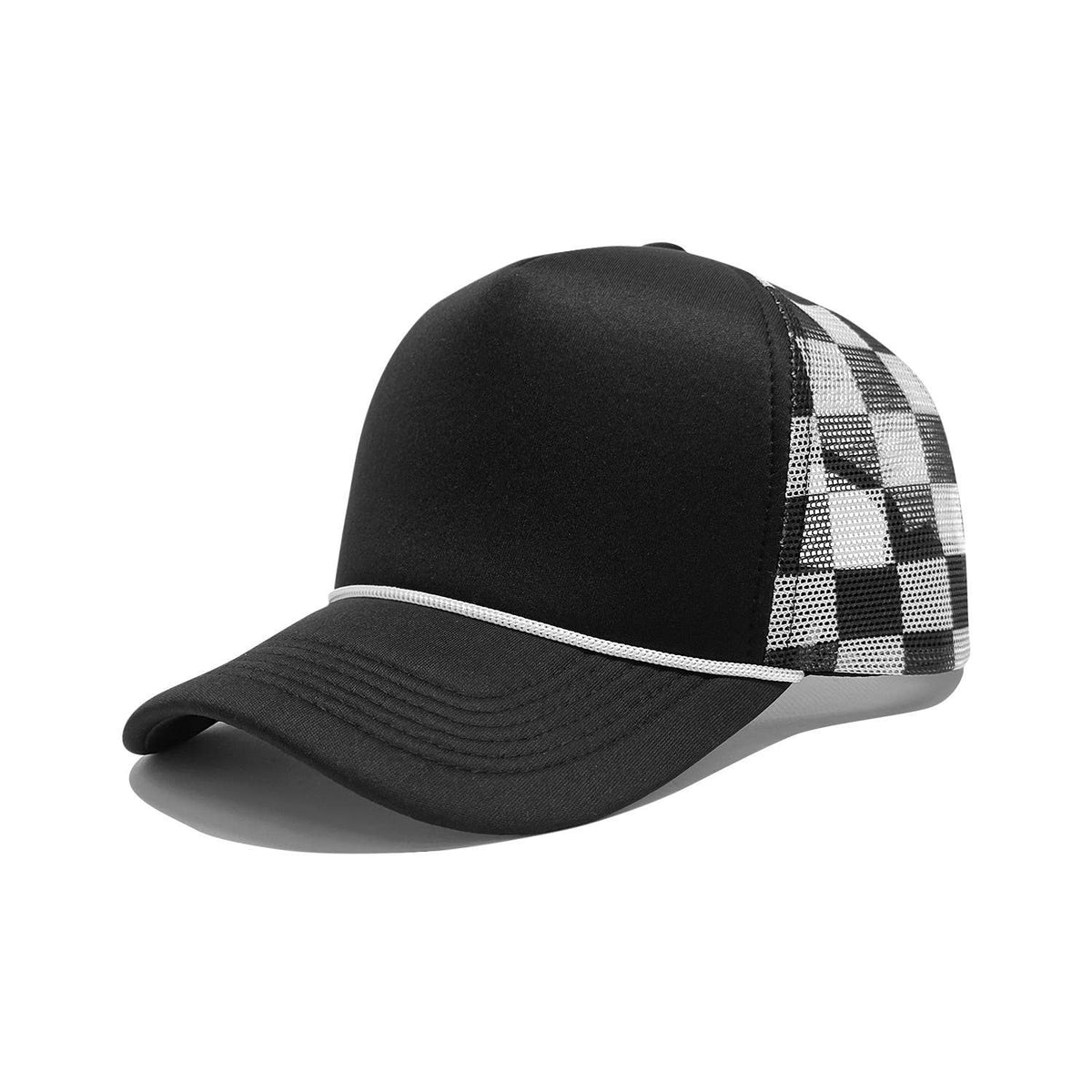 Checkerboard Mesh Trucker Hat Baseball Cap: Red