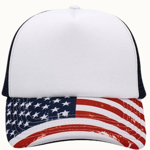 USA Patriotic Sublimation Foam Trucker Mesh Cap, Adjustable