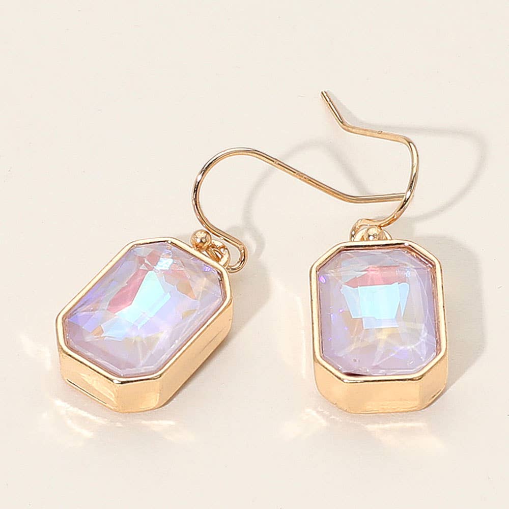 Iridescent Faceted Drop Dangle Earrings: Black Diamond,Gold