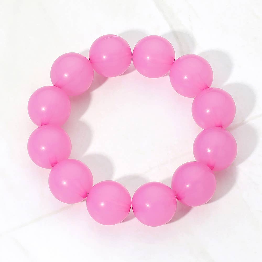SECRET BOX_Chunky Round Beaded Stretch Bracelet: Multi