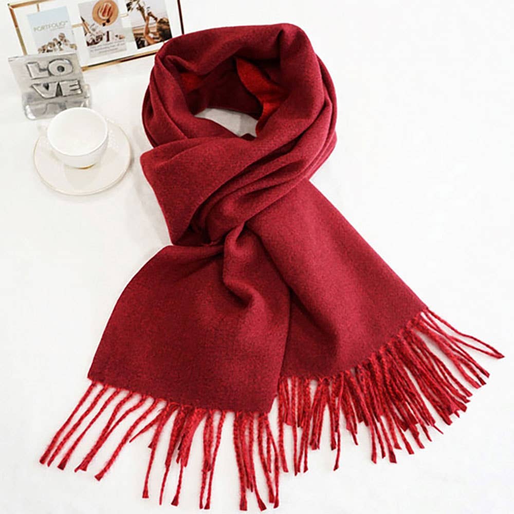 Soft Two Tone Classic Fringe Shawl Wrap Scarf: Beige,Dust Pink