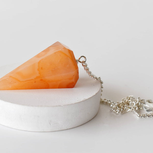 Dowsing Pendulum | Carnelian | Faceted Crystal Pendulum - Candle Queen Candles