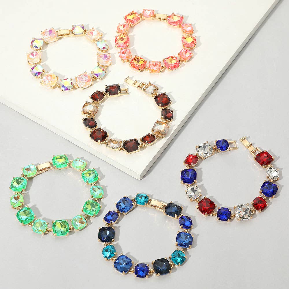 Cushion Square Stone Link Evening Bracelet: Vitrail Medium