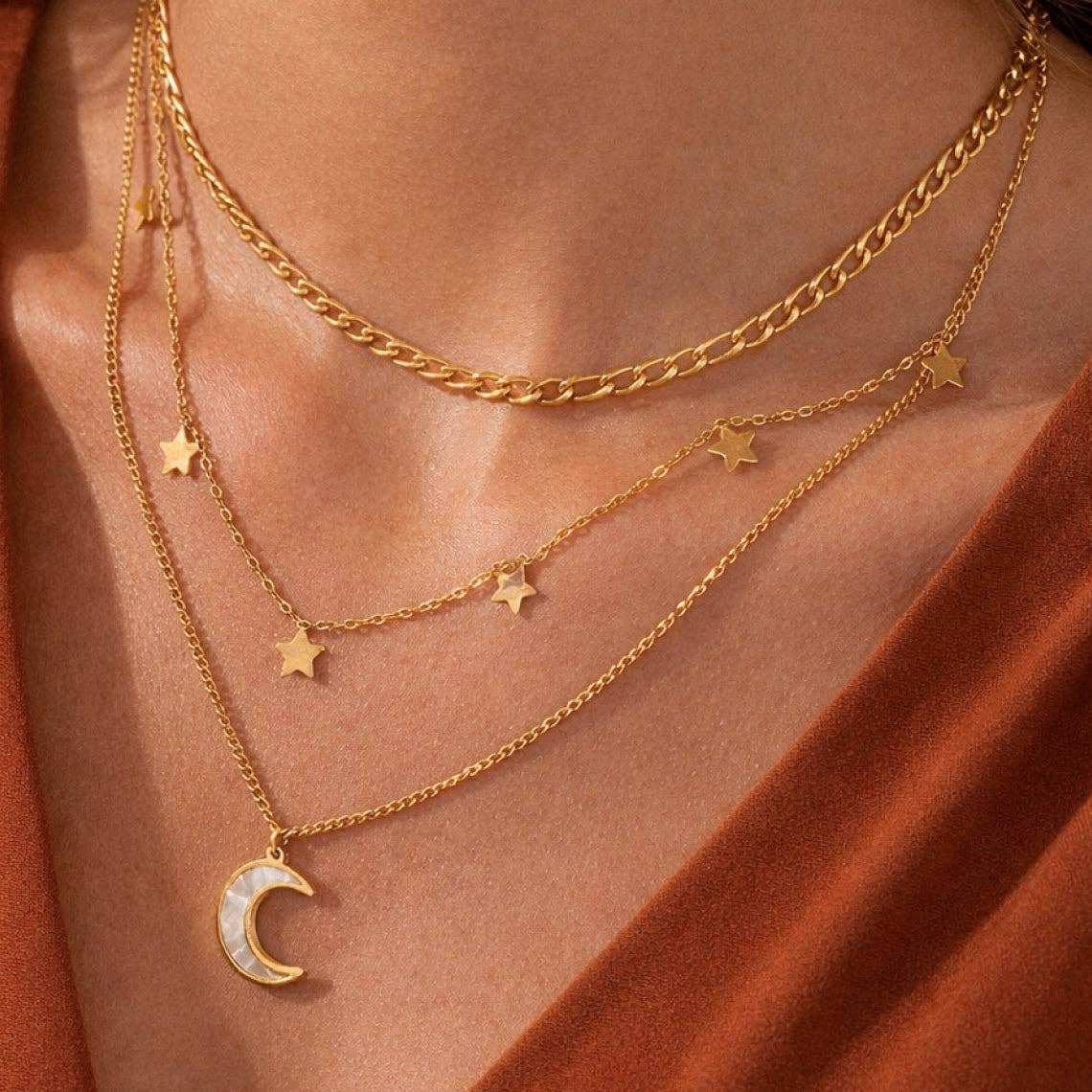 18K Gold Plated Waterproof Stainless Steel Chain Necklace