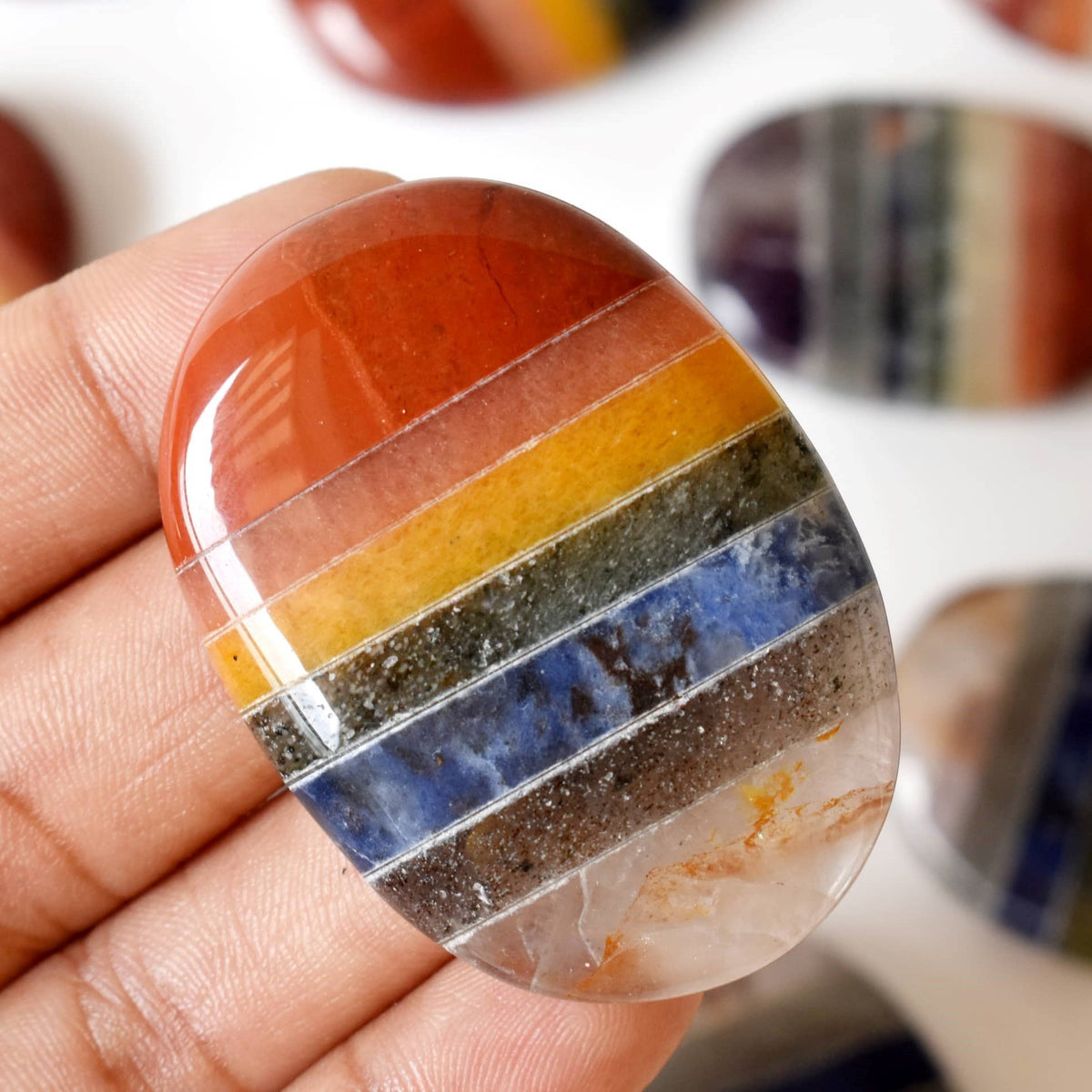 Bonded Chakra Worry Stones, Pocket Crystal, Thumb Stones
