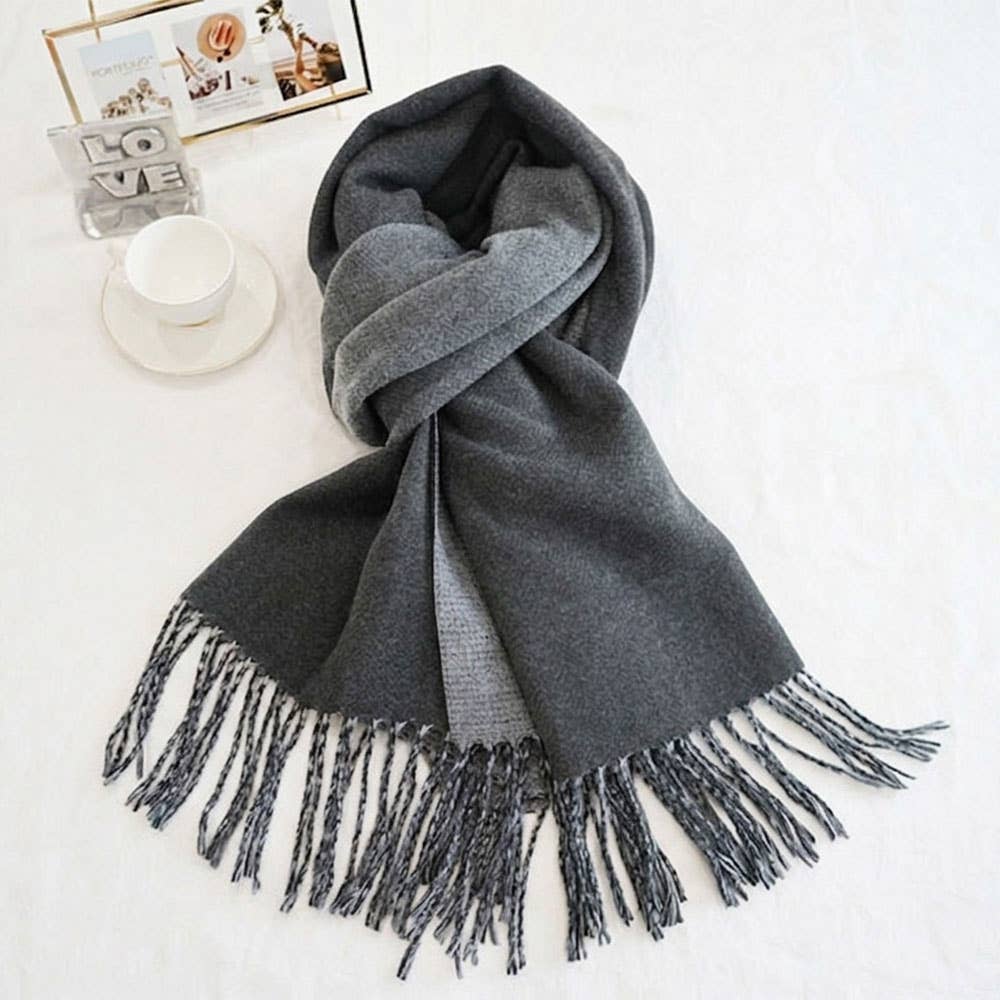 Soft Two Tone Classic Fringe Shawl Wrap Scarf: Beige,Dust Pink