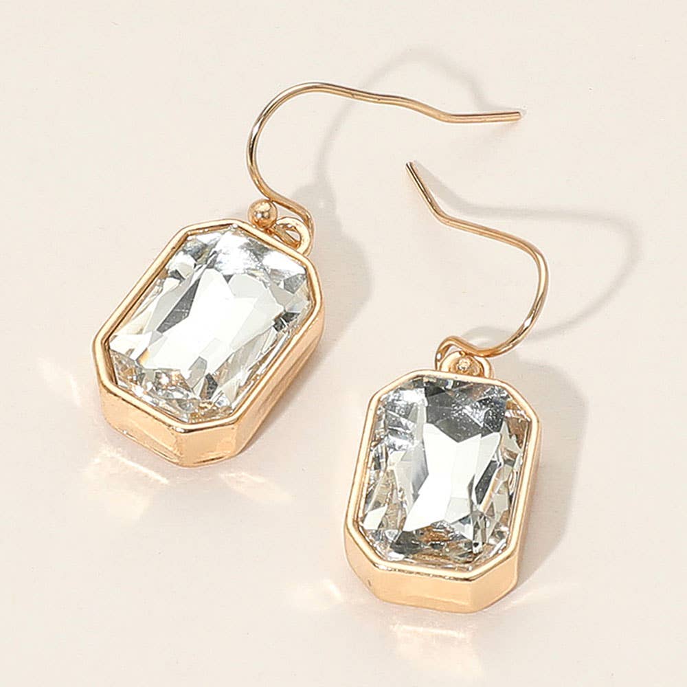 Iridescent Faceted Drop Dangle Earrings: Black Diamond,Gold