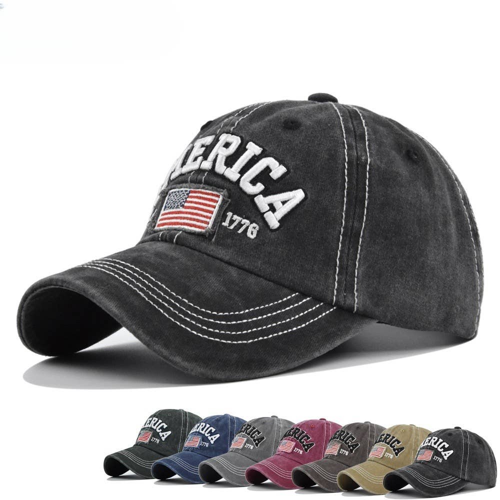 Fourth of July American flag baseball cap: Navy blue