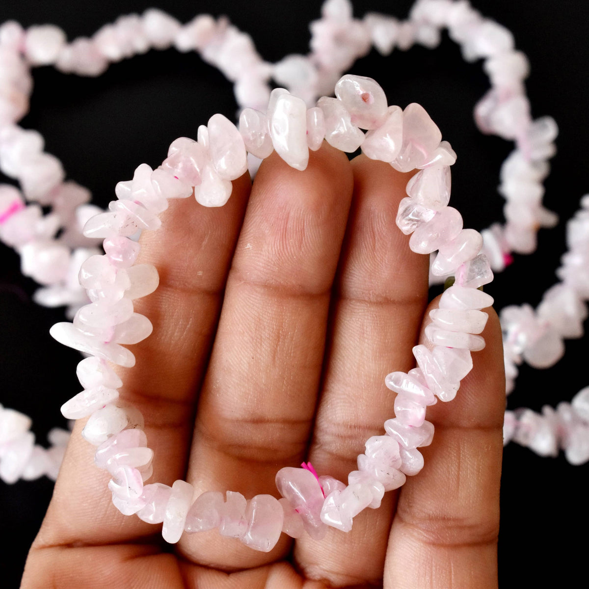 Healing Stone | Rose Quartz | Spiritual Gift | Chip Bracelet - Candle Queen Candles