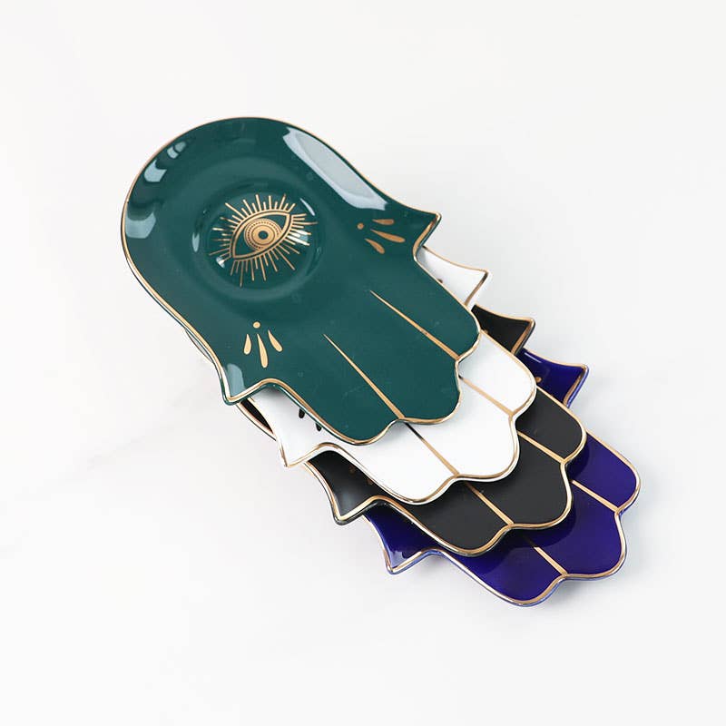 Evil Eye Hamsa Dish - Green
