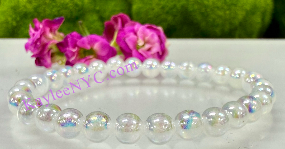 Angel Aura Selenite 6mm 7.5” Stretch Bracelet