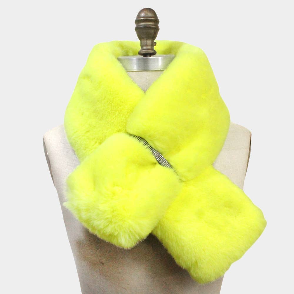 Faux Fur Bling Pull Through Scarf: Fu