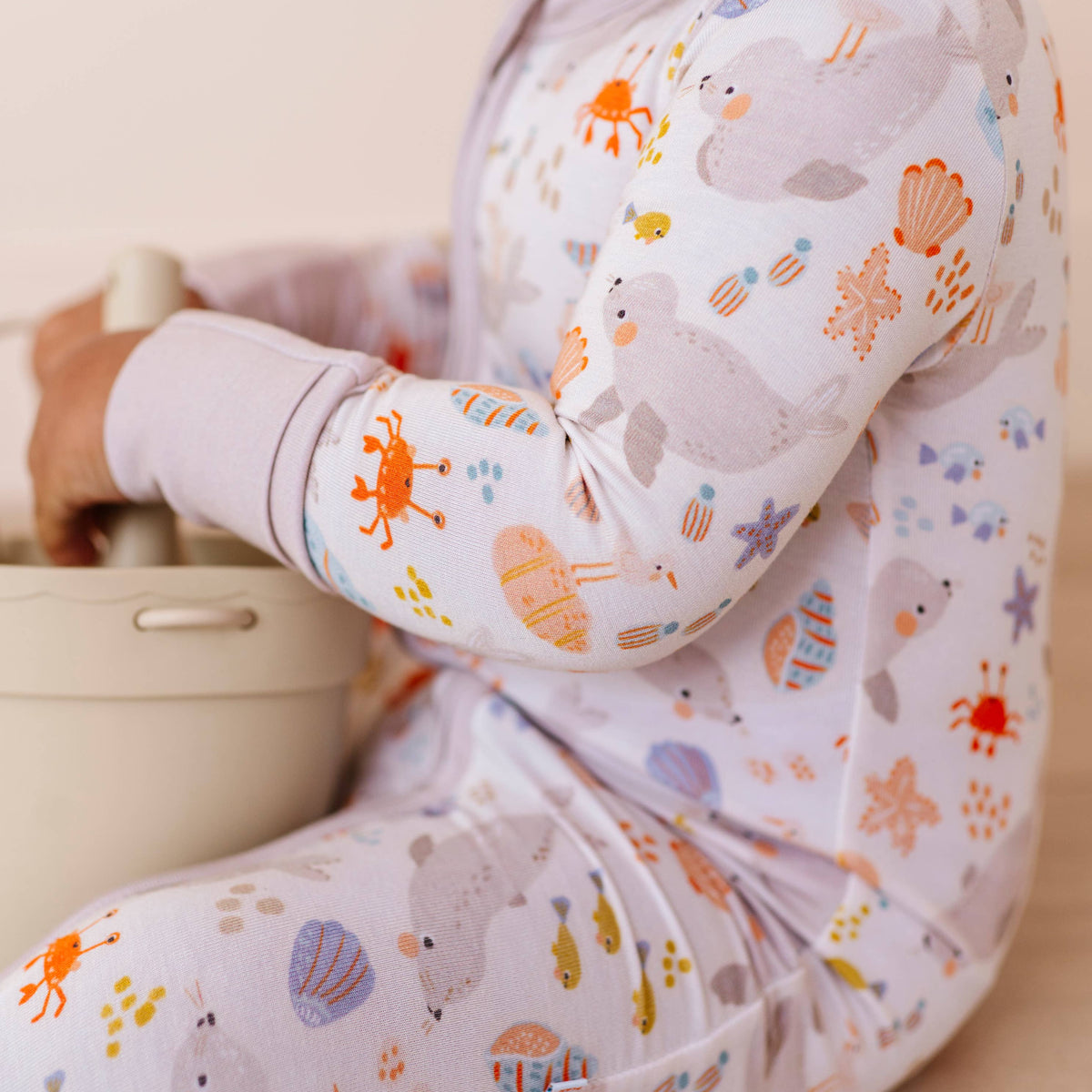 Baby Bamboo Pajamas - Bamboo Sleeper - Sammie Seaside Seal: 6-12m