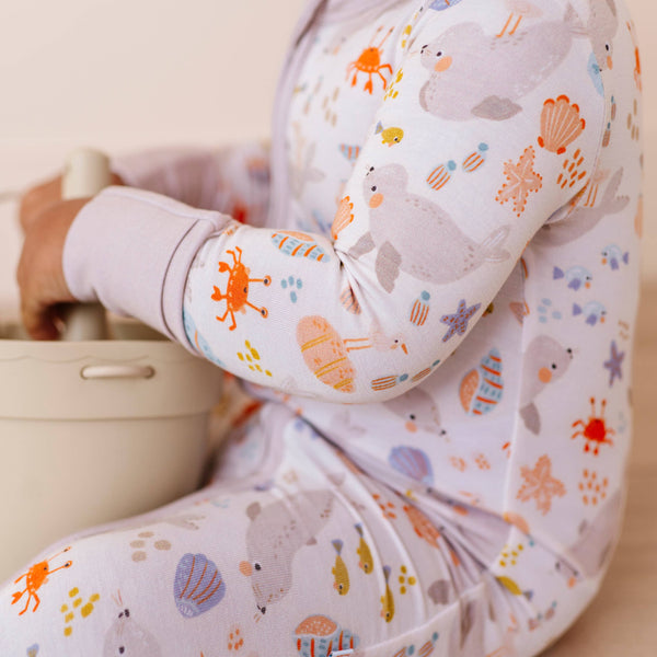 Baby Bamboo Pajamas - Bamboo Sleeper - Sammie Seaside Seal: 6-12m