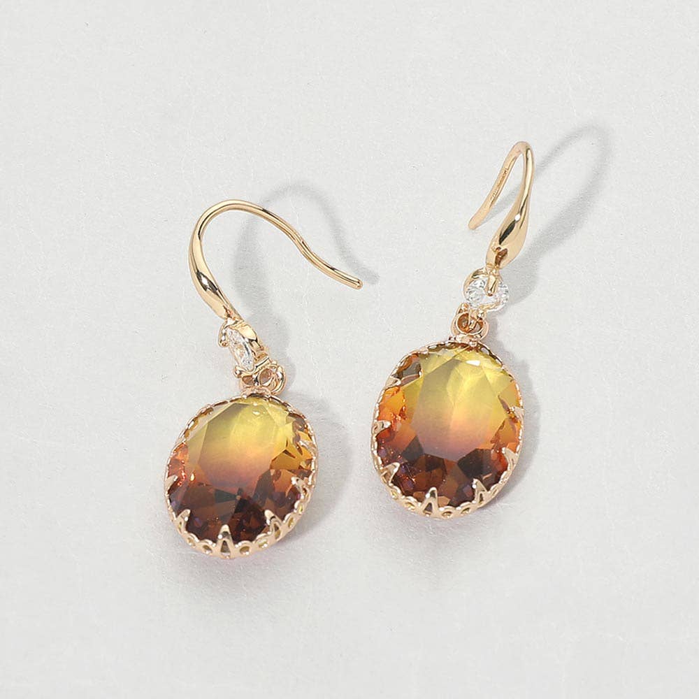 Oval Stone Drop Earrings: Light,Multi