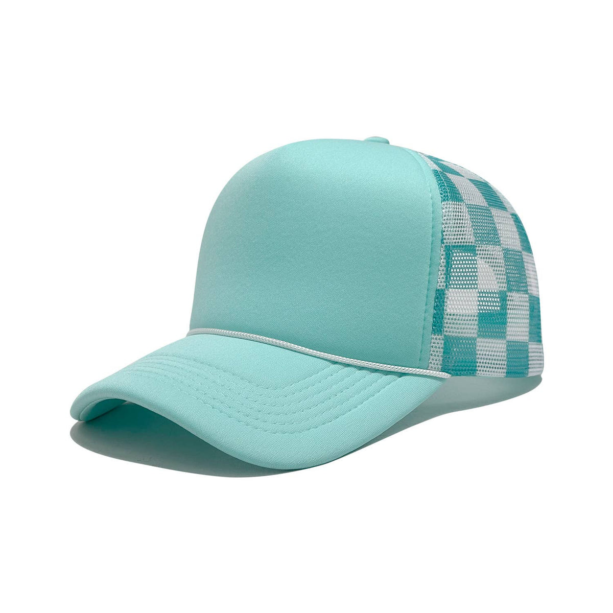Checkerboard Mesh Trucker Hat Baseball Cap: Red