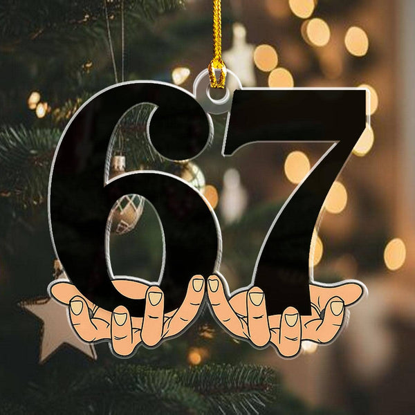 67 Acrylic Ornament, Six Seven Ornament: 3.5×3.5 inches