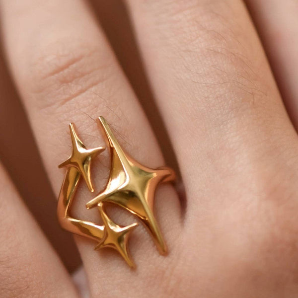 18K Gold Plated Waterproof Stainless Steel Star Ring