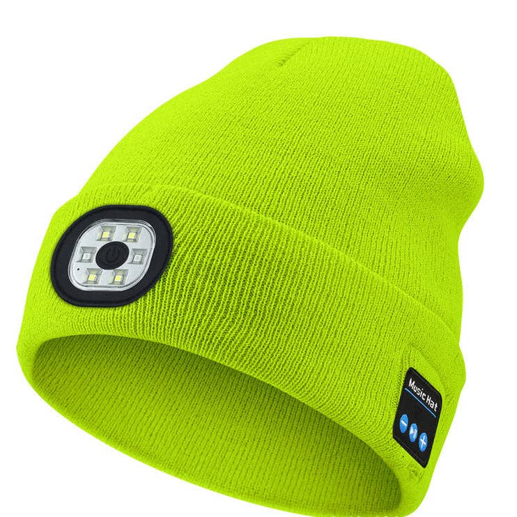 Wireless Bluetooth Beanie with LED Light Outdoor Warm Knit Hat: M1-L10 Black 1-Light