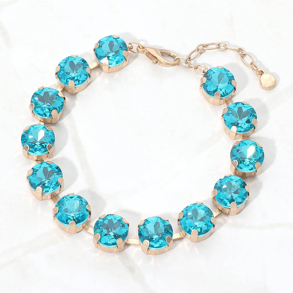 Round Stone Cluster Link Bracelet: Fuchsia